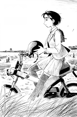 Sensei Posing with Her Bike.png